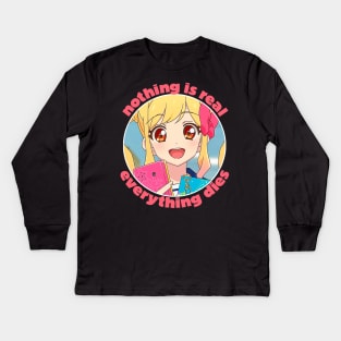 Nothing Is Real / Nihilist Anime Design Kids Long Sleeve T-Shirt